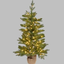 Albero Alpino con base Juta in finto pino, 90 cm, 180 miniled integrati bianco caldo
