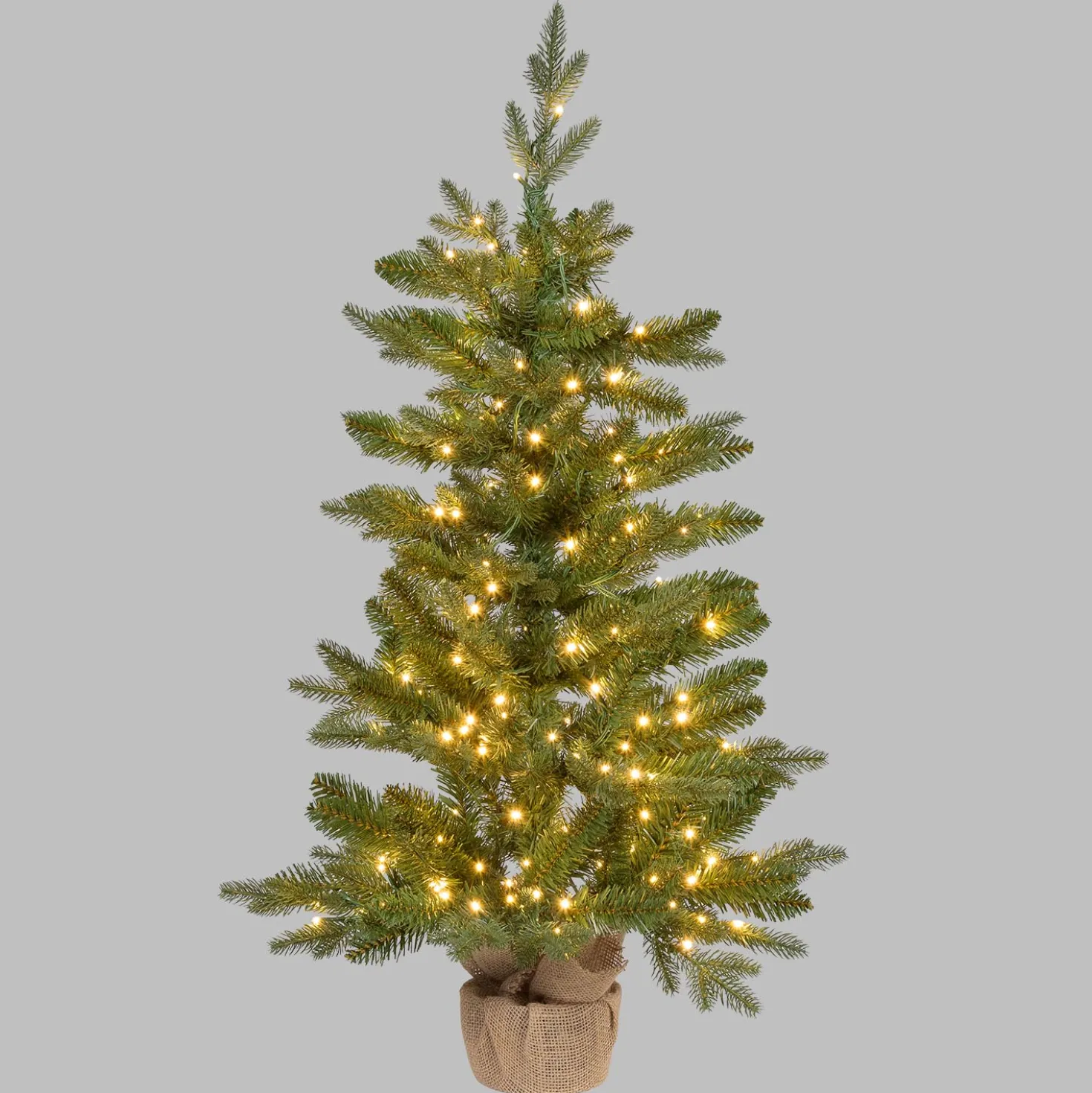 Albero Alpino con base Juta in finto pino, 90 cm, 180 miniled integrati bianco caldo
