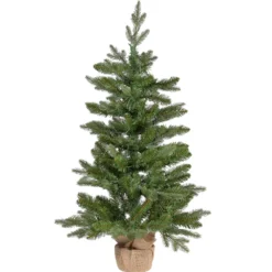 Albero Alpino con base Juta in finto pino, 90 cm, 180 miniled integrati bianco caldo