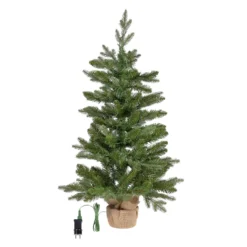 Albero Alpino con base Juta in finto pino, 90 cm, 180 miniled integrati bianco caldo