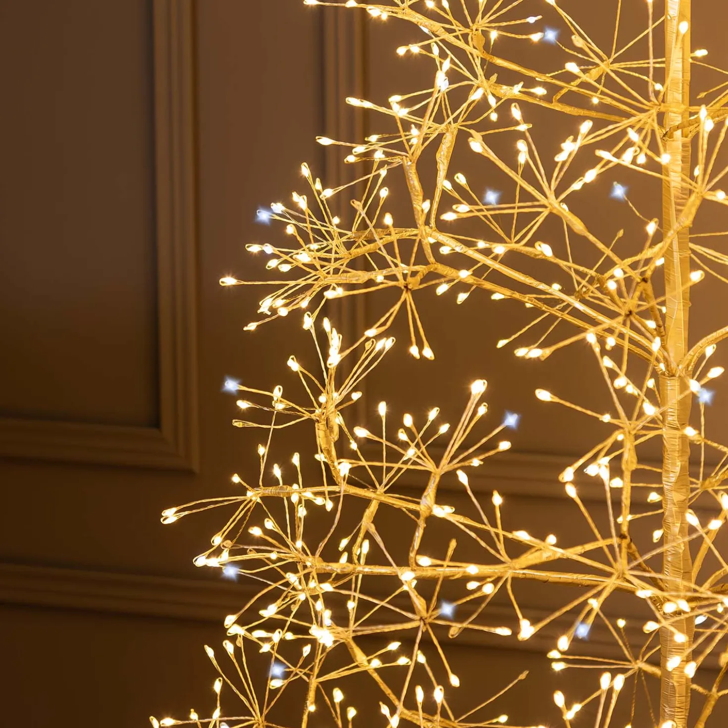 Albero Champagne RICCO, h 1,2 m, 1000 microled bianco caldo e bianco freddo, uso interno
