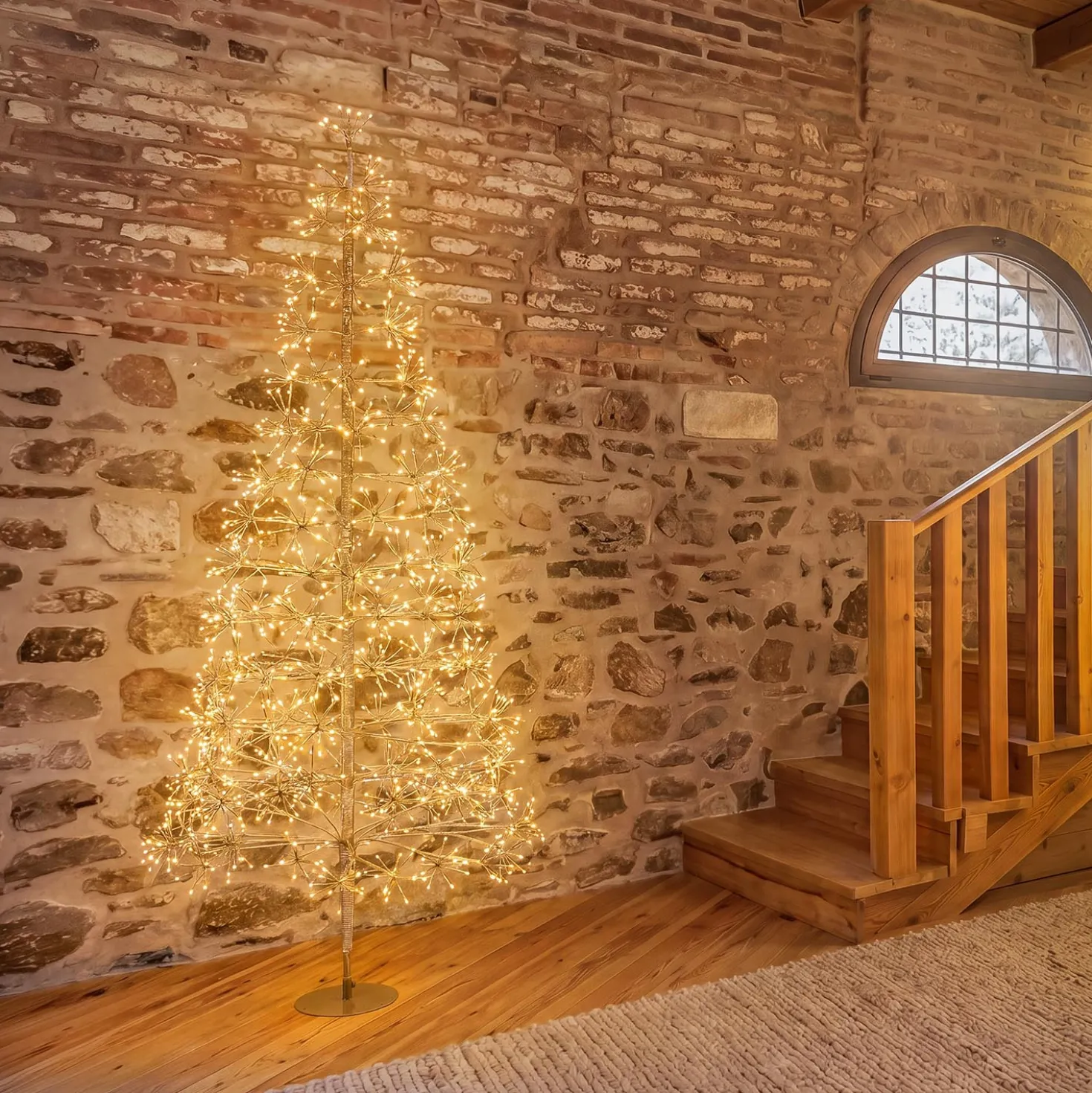 Albero Conico Champagne, h 2,1 m, 1290 led bianco caldo