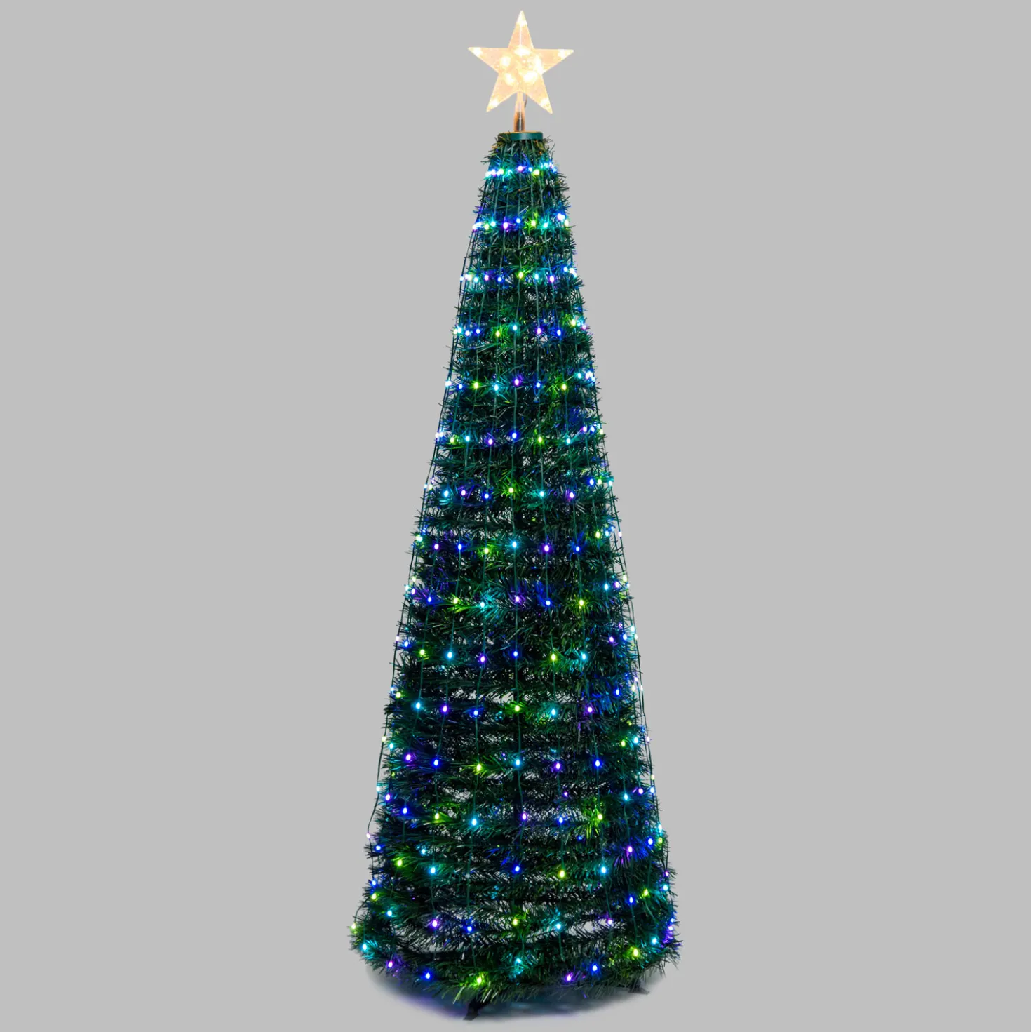 Albero conico ripiegabile h. 180 cm, Gocce di Luce led RGB