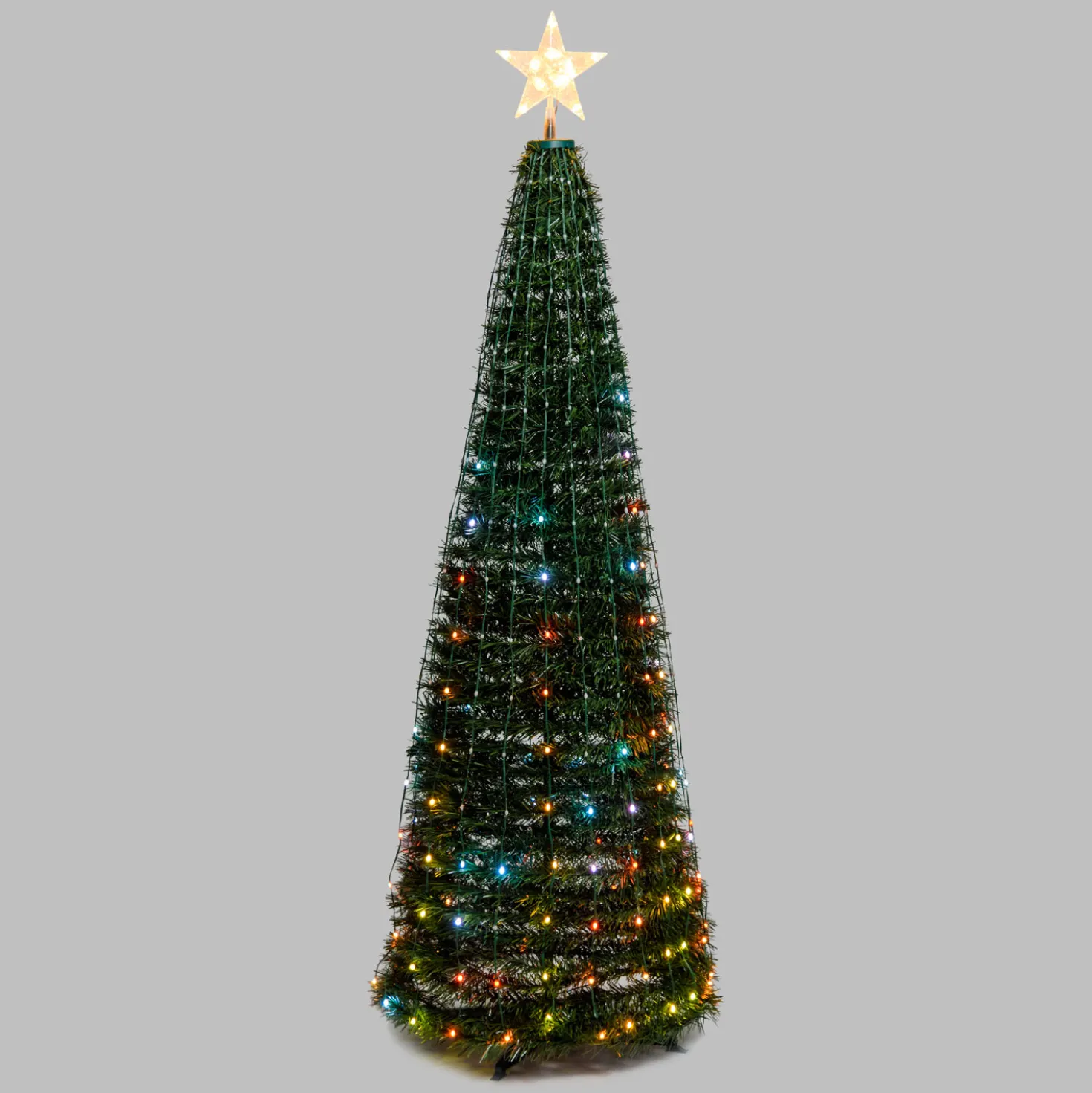 Albero conico ripiegabile h. 210 cm, Gocce di Luce led RGB