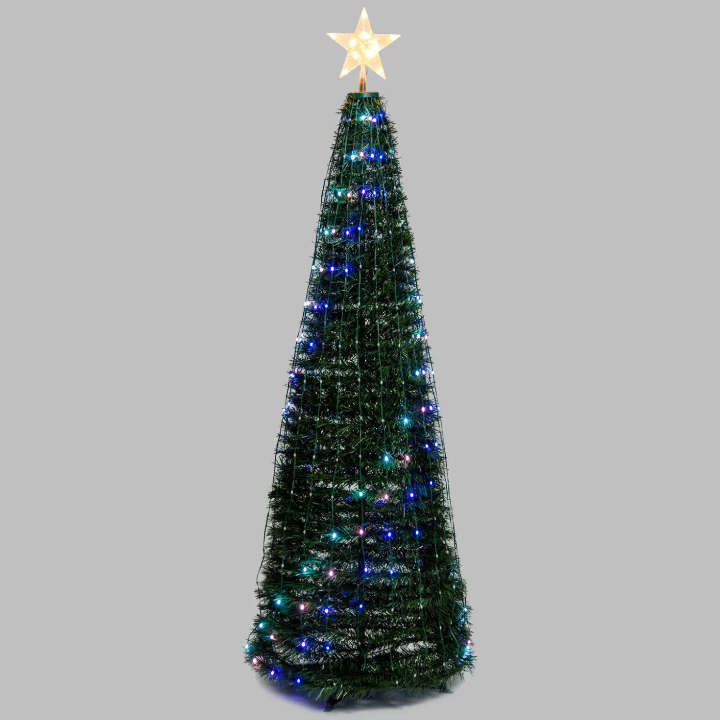 Albero conico ripiegabile h. 210 cm, Gocce di Luce led RGB