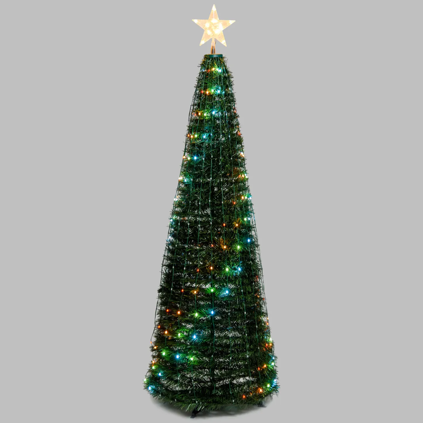 Albero conico ripiegabile h. 210 cm, Gocce di Luce led RGB