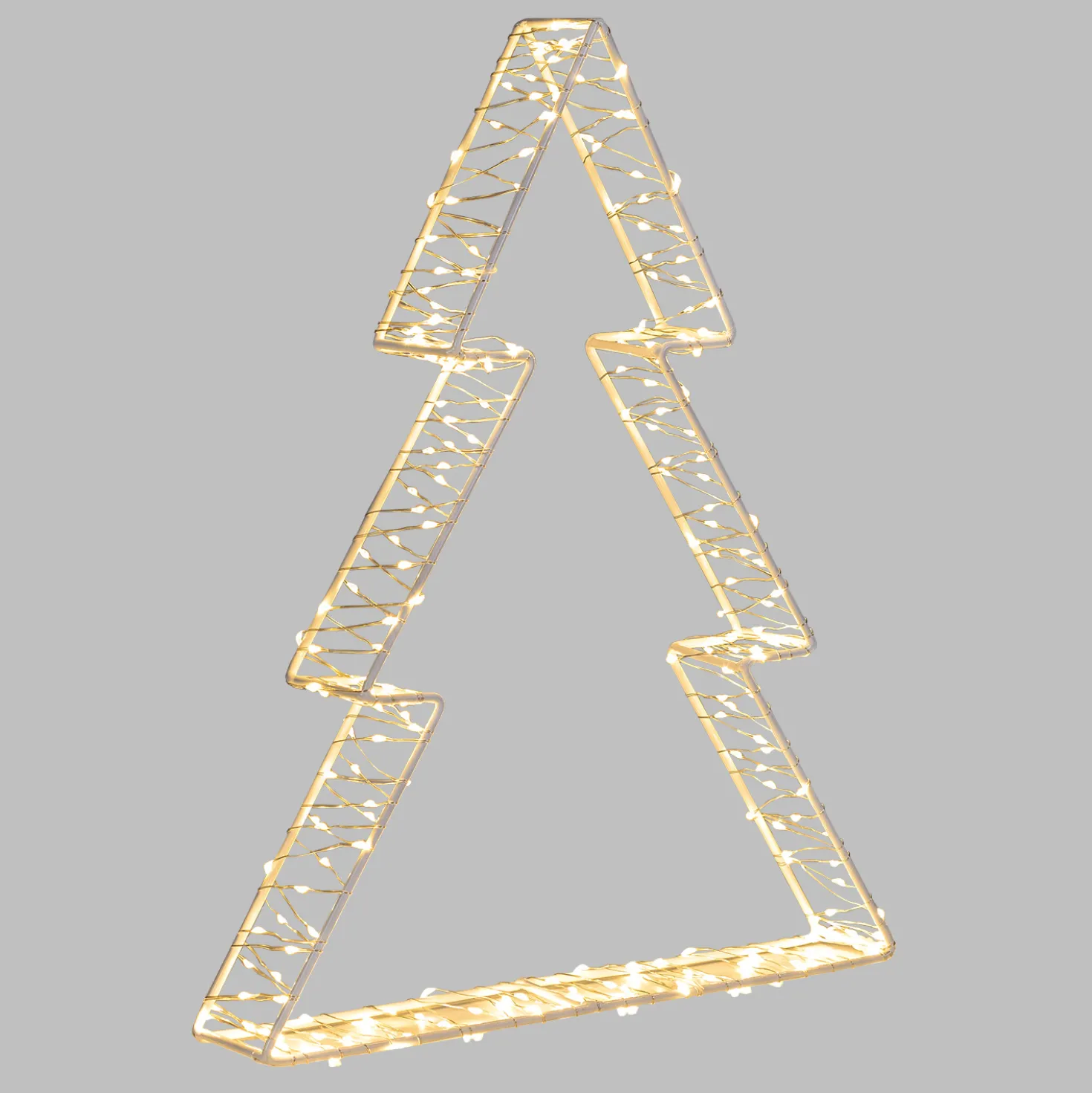 Albero di Natale Bianco 3D Edge, 37 cm, 240 MicroLED bianco caldo, cavo metal argento