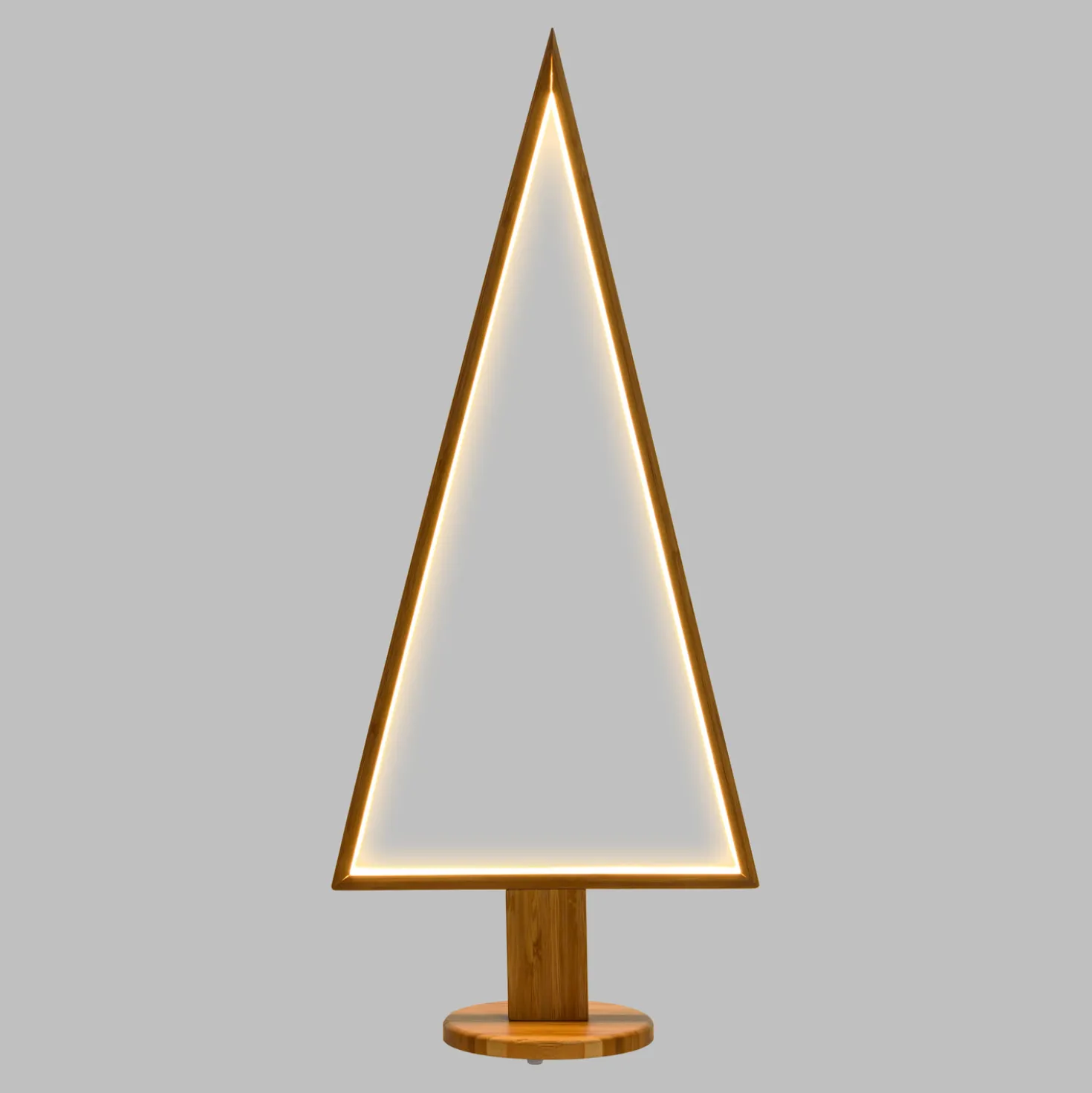 Albero di Natale triangolare in legno naturale, 75 cm, led bianco caldo, uso interno