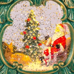 Albero di Natale verde antico, glitter scintillante, h 26 cm, musiche natalizie, led bianco caldo