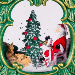 Albero di Natale verde antico, glitter scintillante, h 26 cm, musiche natalizie, led bianco caldo