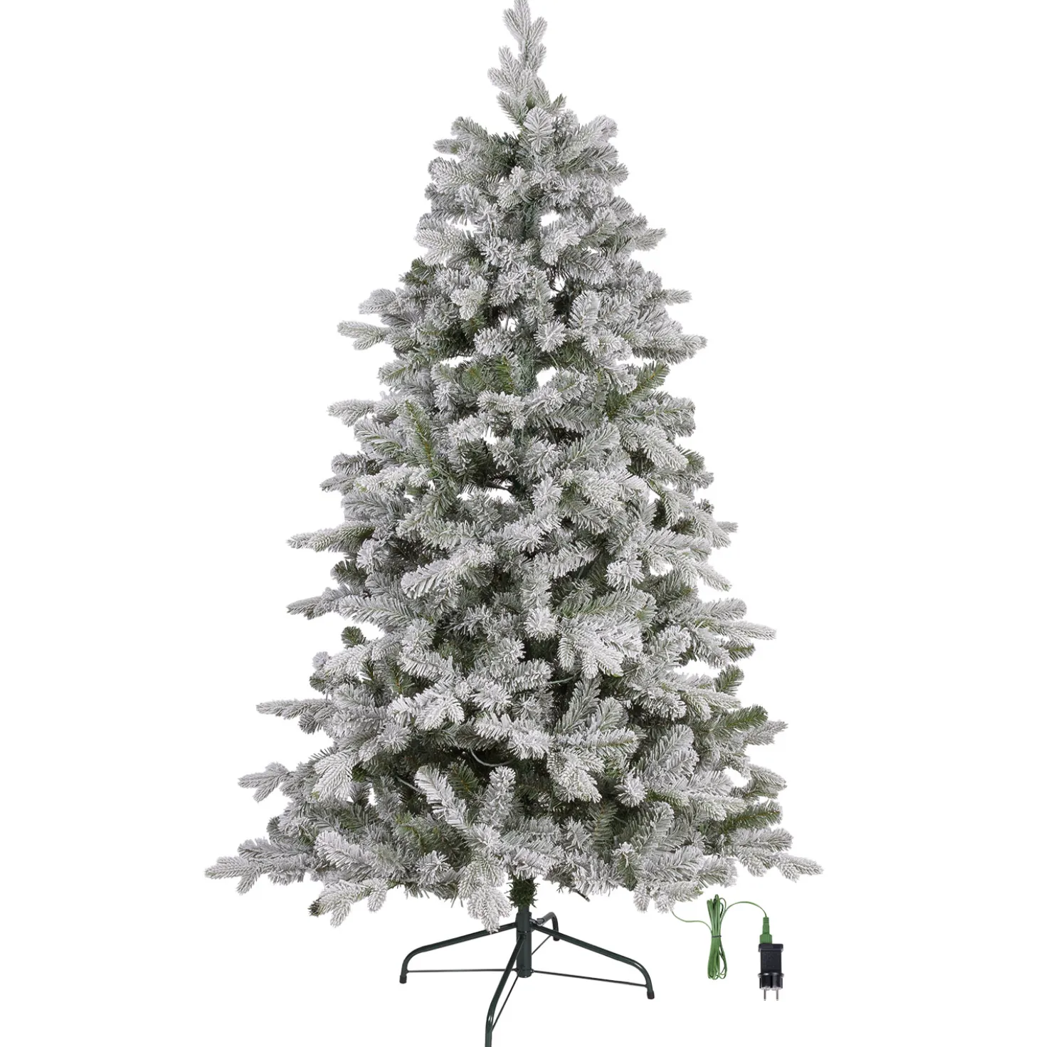 Albero Innevato in finto pino 180 cm, 360 led integrati bianco caldo