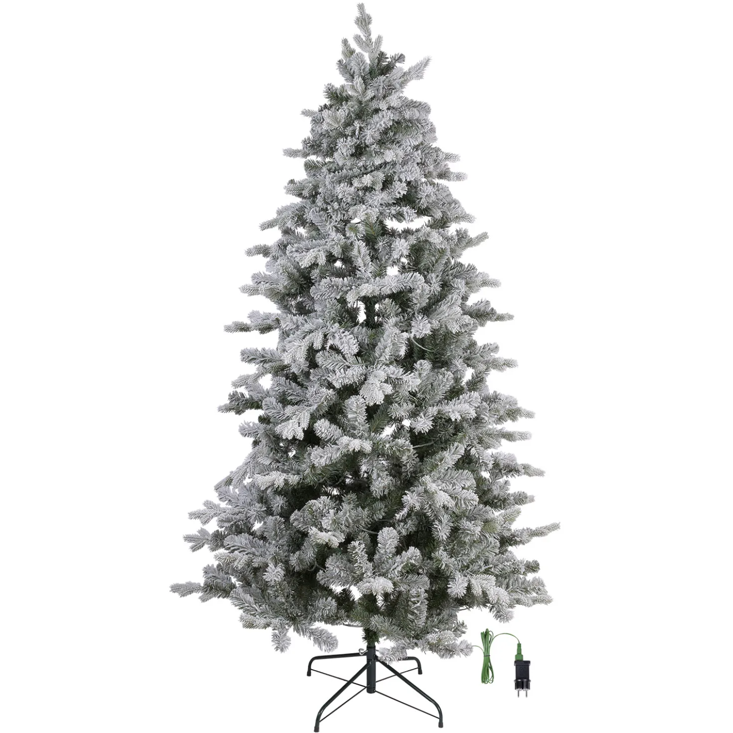 Albero Innevato in finto pino 210 cm, 500 led integrati bianco caldo