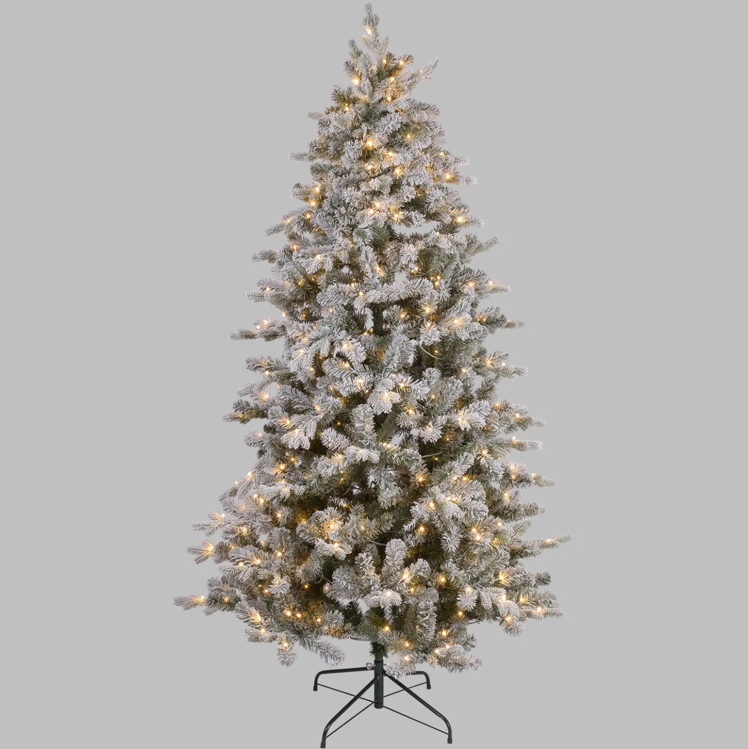 Albero Innevato in finto pino 210 cm, 500 led integrati bianco caldo