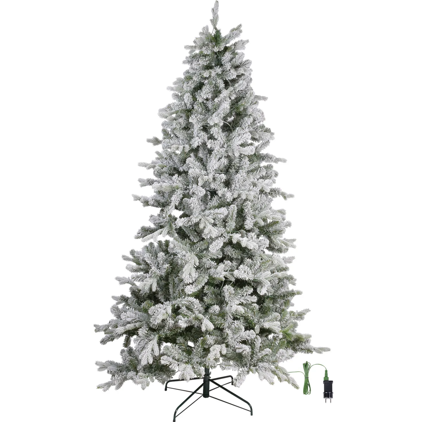 Albero Innevato in finto pino 240 cm, 710 led integrati bianco caldo