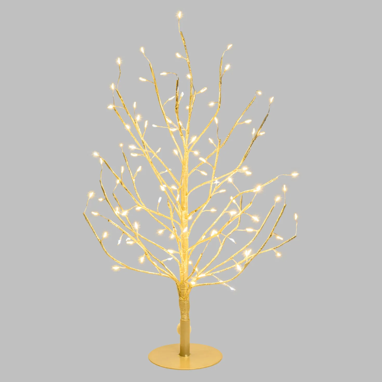Albero luminoso Tiglio champagne 0,45 m, 108 microled bianco caldo e bianco freddo, uso interno