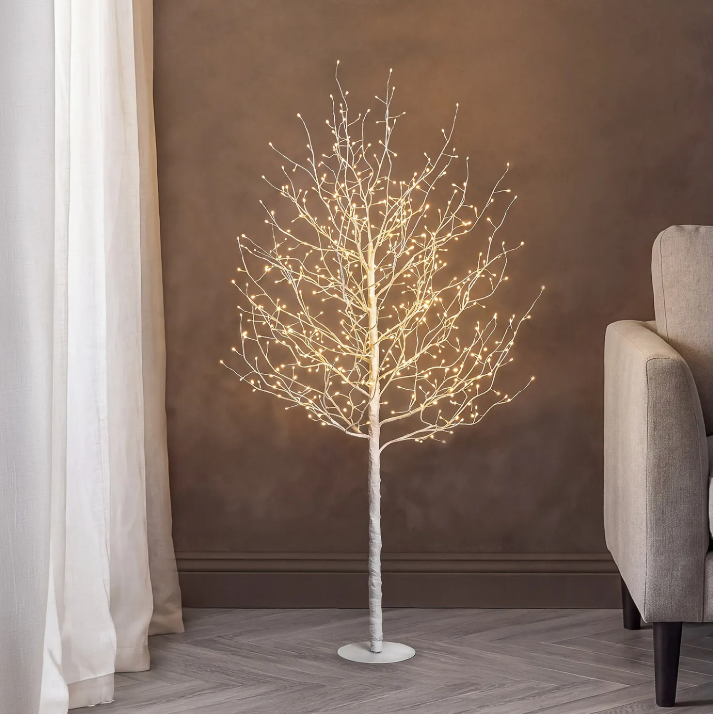 Albero Ramo luminoso Leccio bianco 1,5 m, 640 microled bianco caldo, uso interno