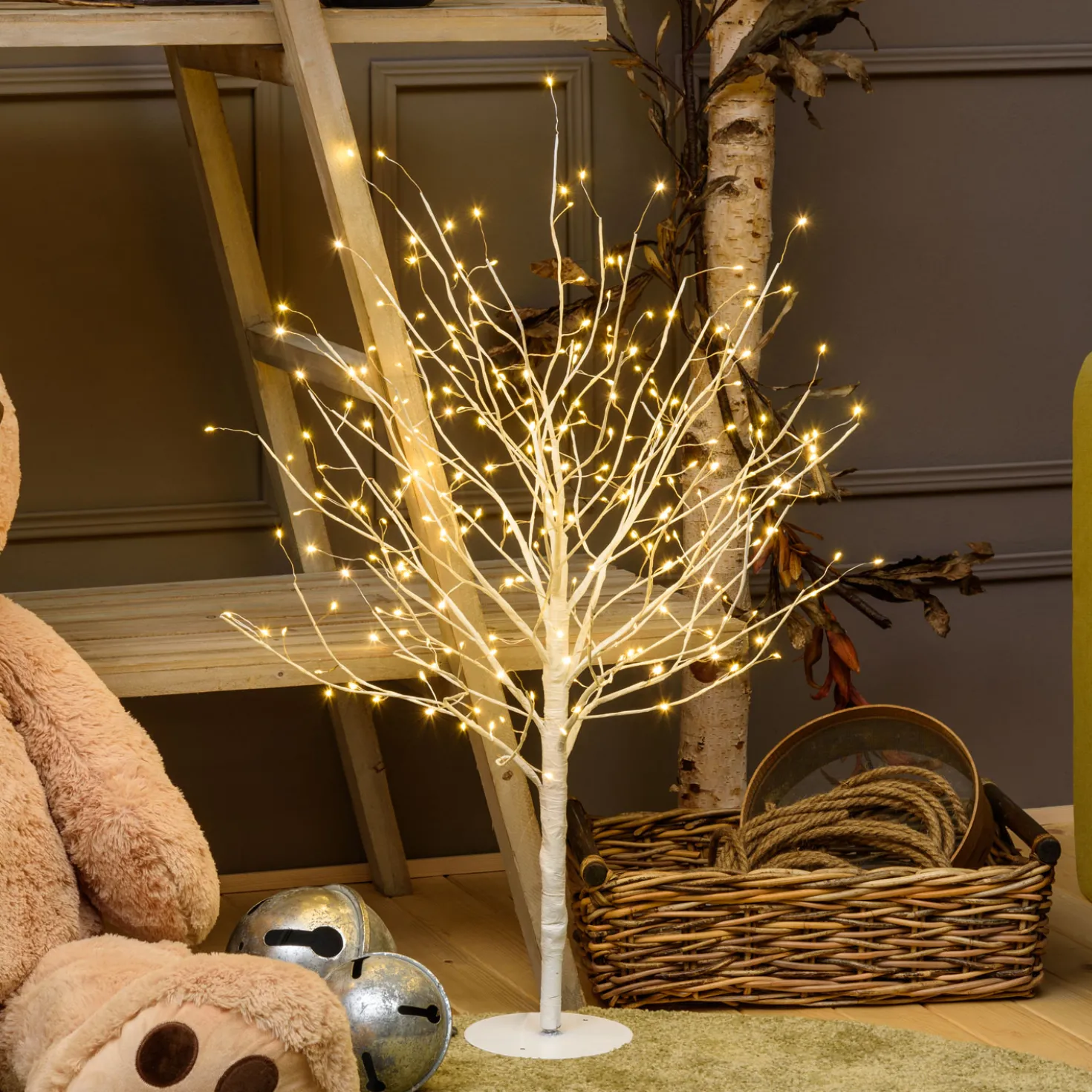 Albero Ramo luminoso Leccio bianco 0,9 m, 240 microled bianco caldo