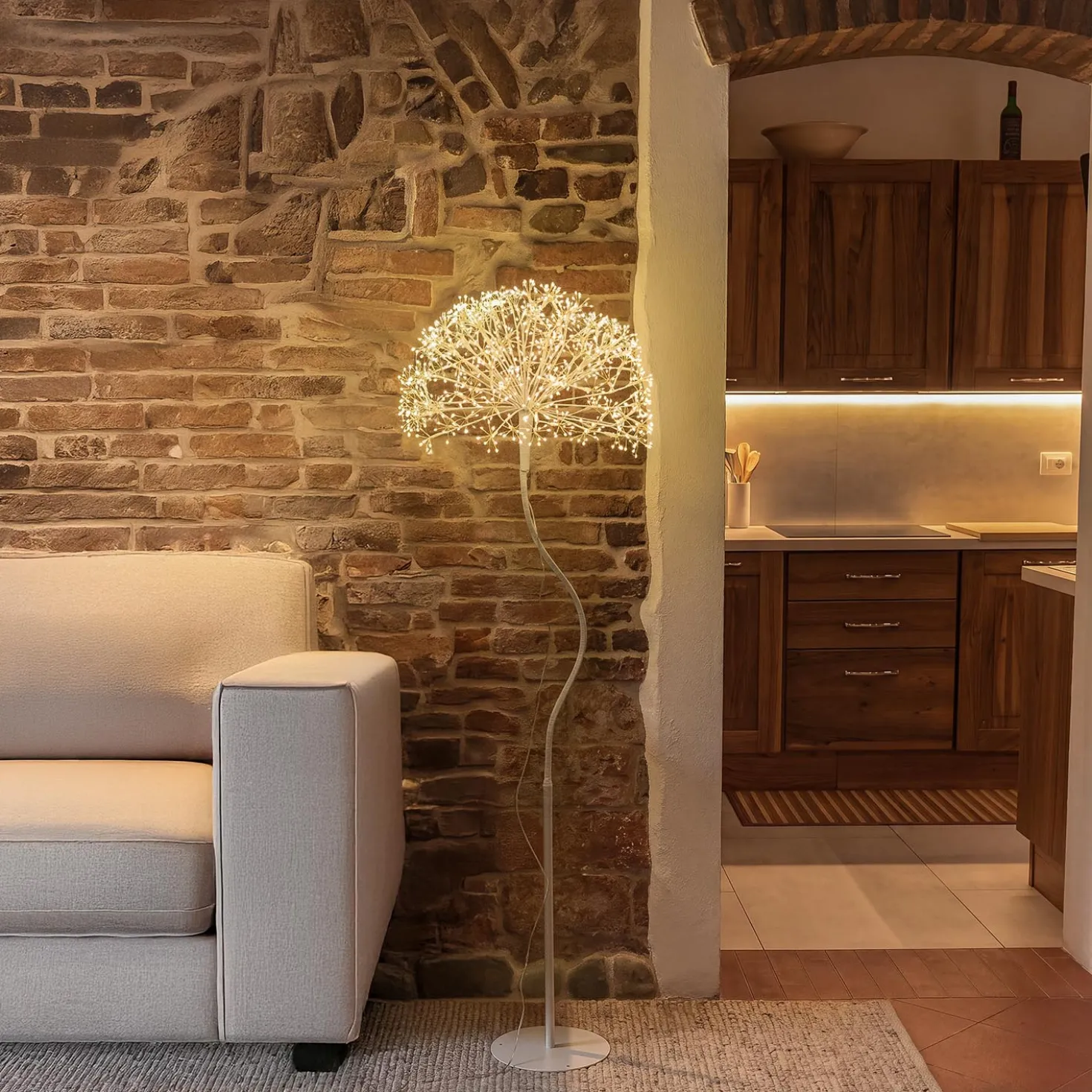 Albero Ramo sfera RICCO bianco, h 160 cm, 1350 microled bianco caldo, uso interno