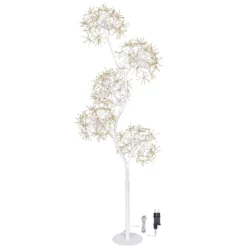 Albero Ramo 5 sfere RICCO bianco, h 1,7 m, 1800 microled bianco caldo, uso interno