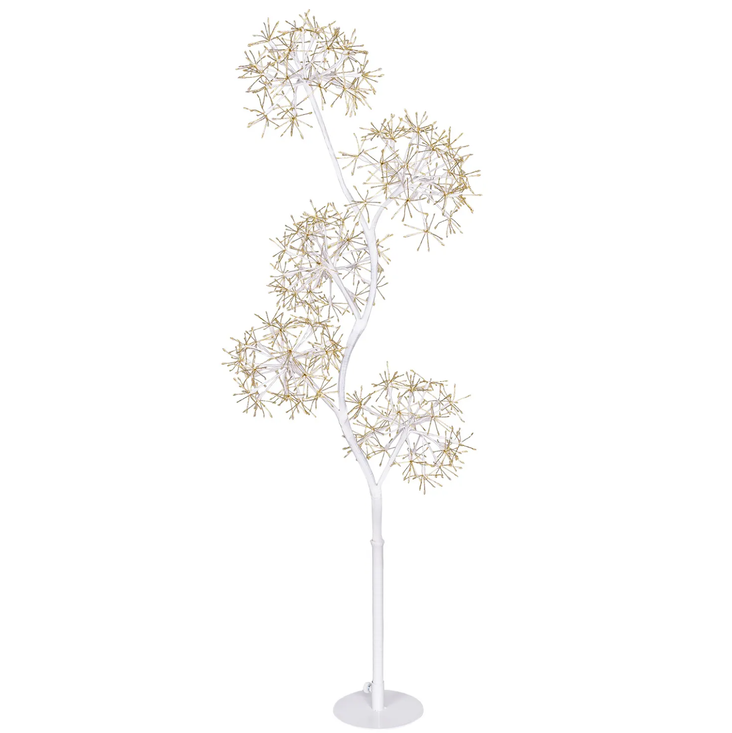 Albero Ramo 5 sfere RICCO bianco, h 1,2 m, 1200 microled bianco caldo, uso interno