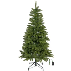 Albero Slim in finto pino 150 cm, 200 led integrati bianco caldo