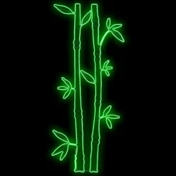 Bambù in tubo effetto neon, led verdi