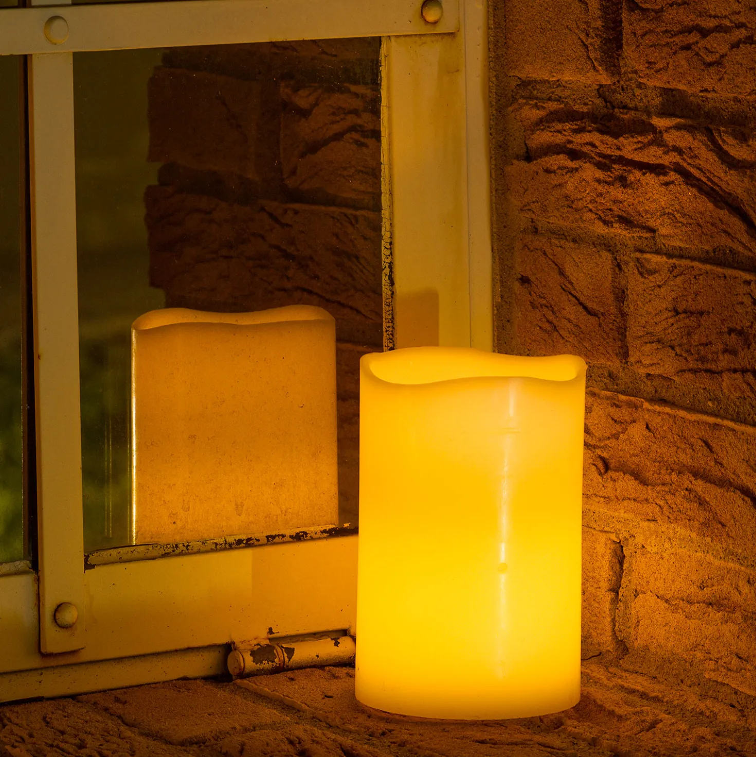 Candela avorio h 15 cm, led bianco caldo