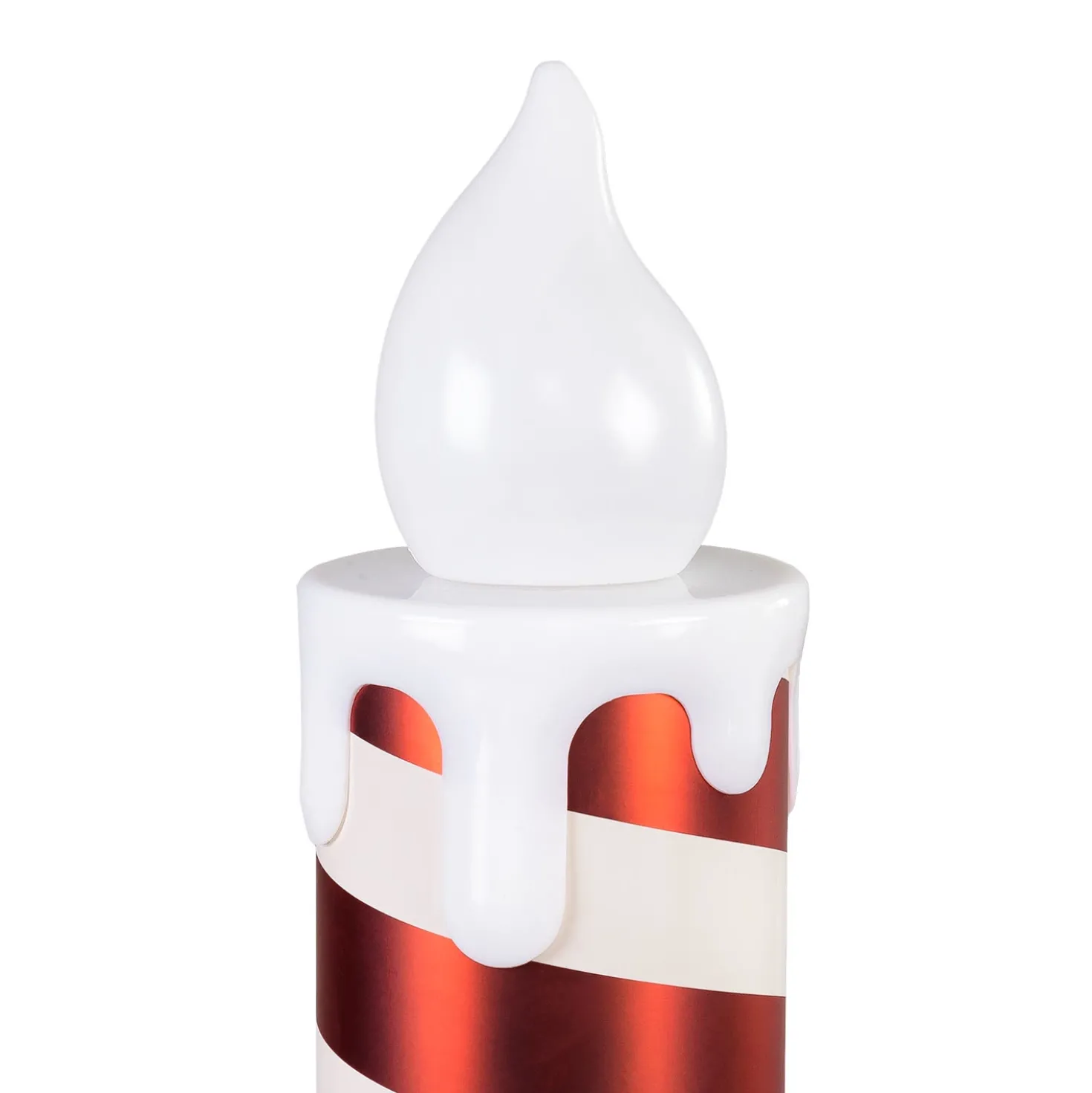 Candela Gigante bianca e rossa a batteria, h 58 cm, effetto fiamma, led bianco caldo