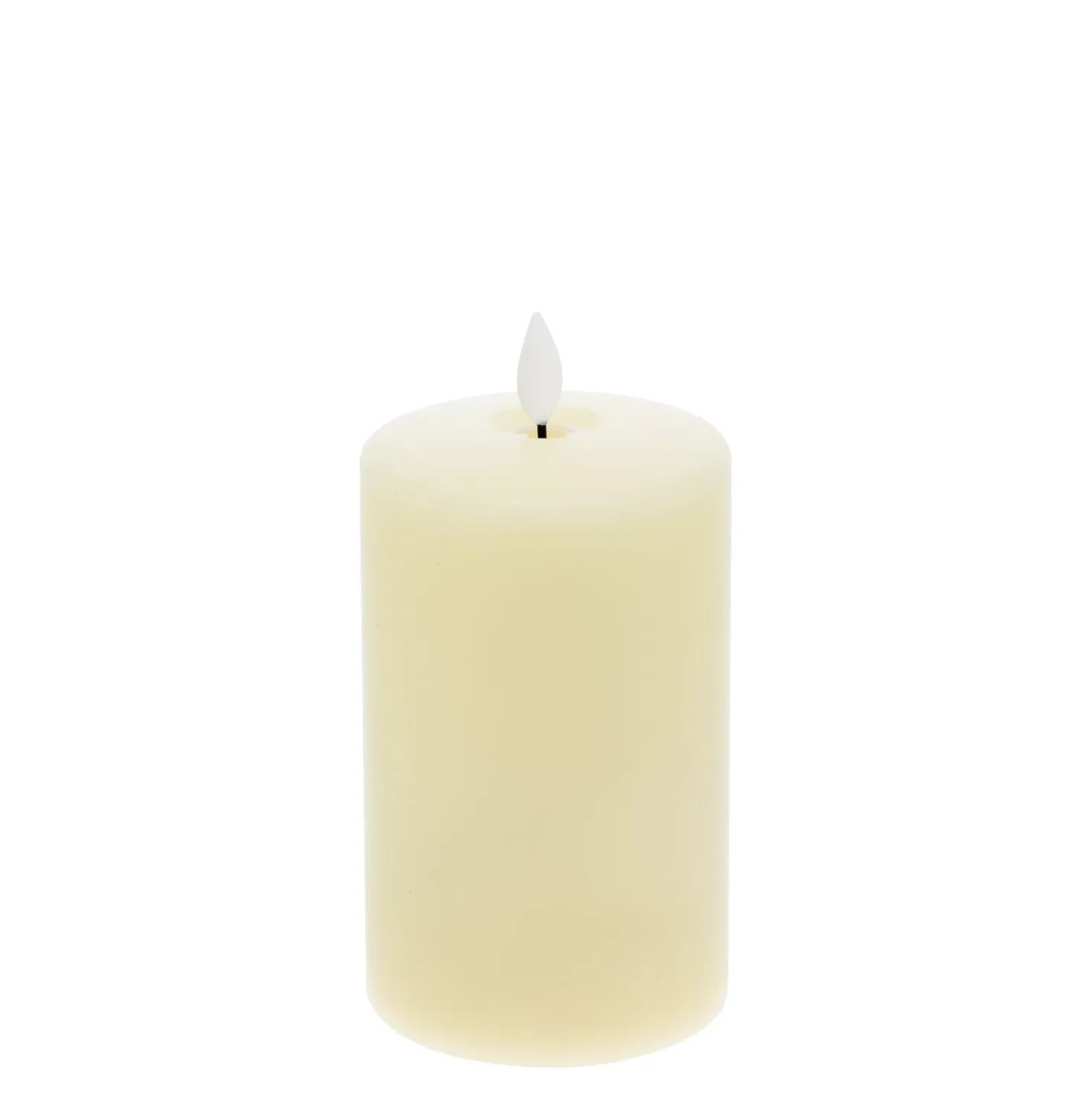 Candela in cera liscia avorio con stoppino, h 12,5 cm