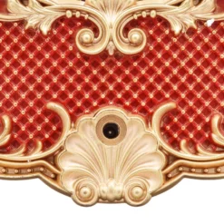 Carrozza Rosso e Oro, glitter scintillanti, h 22 cm, led bianco caldo, musiche natalizie