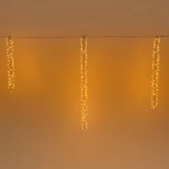 Cascata di luci Connect+ 3 nastri, 300 led bianco caldo, cavo trasparente, prolungabile