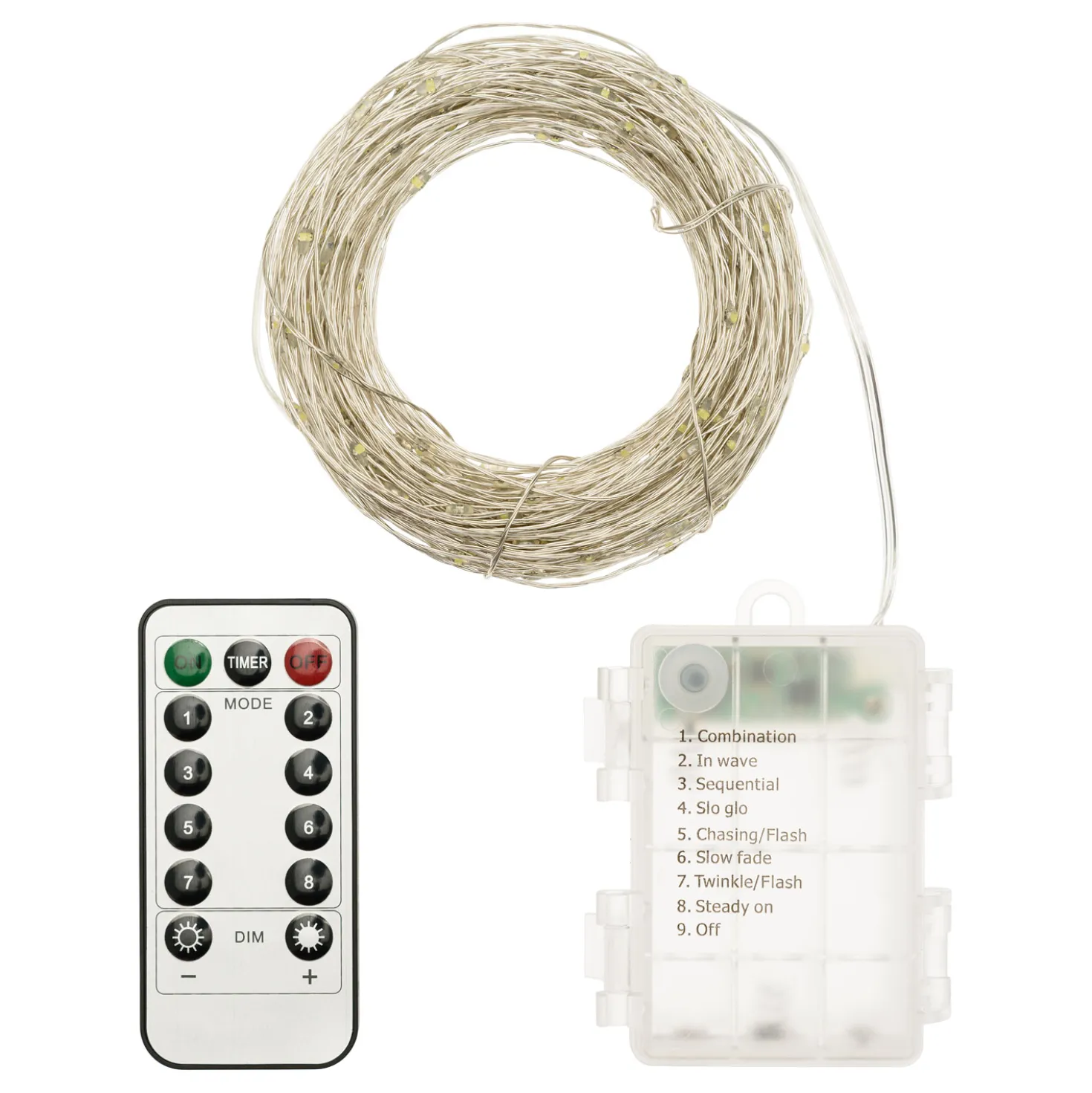 Catena argento a batteria 20 m, bianco caldo