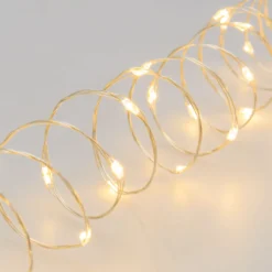 Catena argento 20 m, 400 microled bianco caldo
