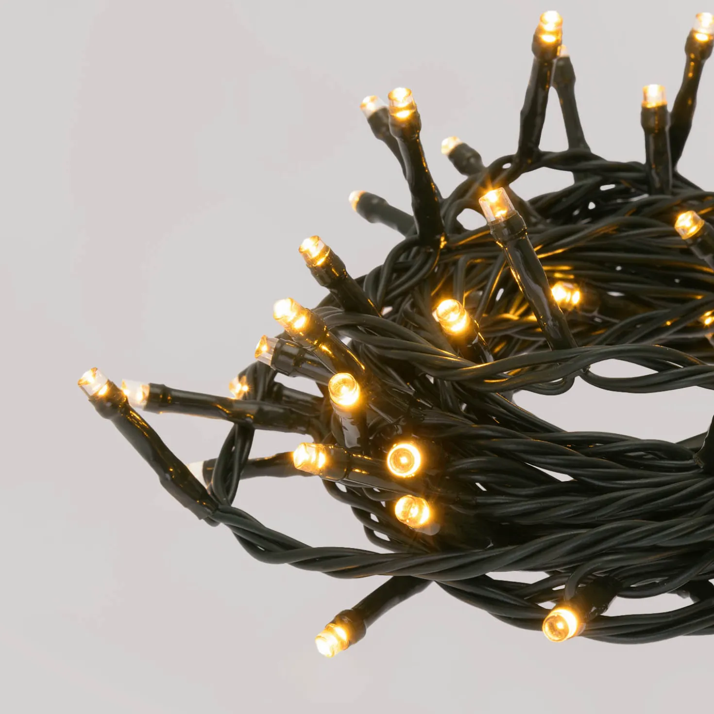 Catena Connect+ 5 m, 50 led bianco caldo, cavo verde, prolungabile