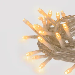 Catena Connect+ 5 m, 50 led bianco caldo, cavo trasparente, prolungabile