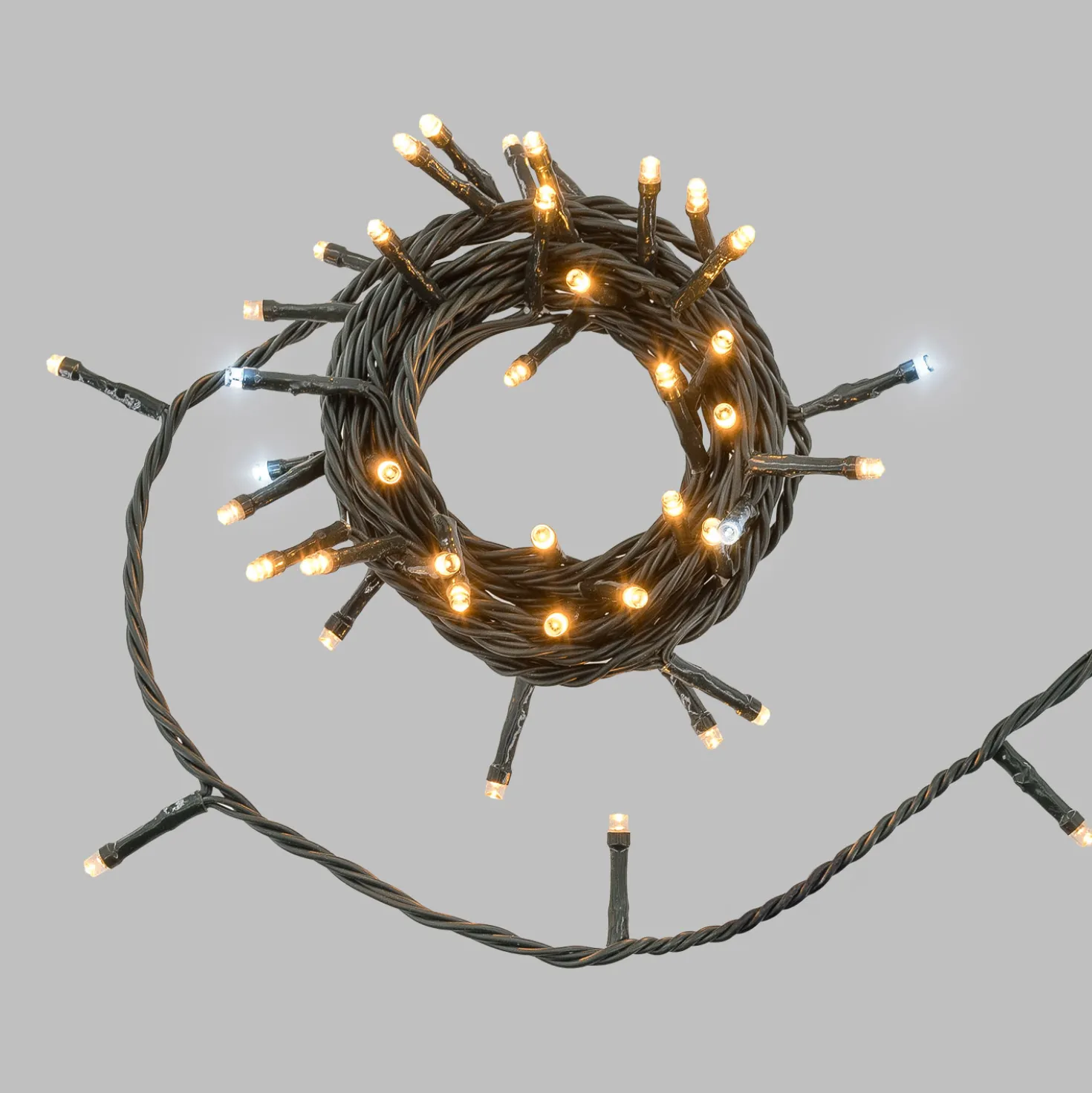 Catena Connect+ 5 m, 50 led bianco caldo e bianco freddo, cavo verde, prolungabile