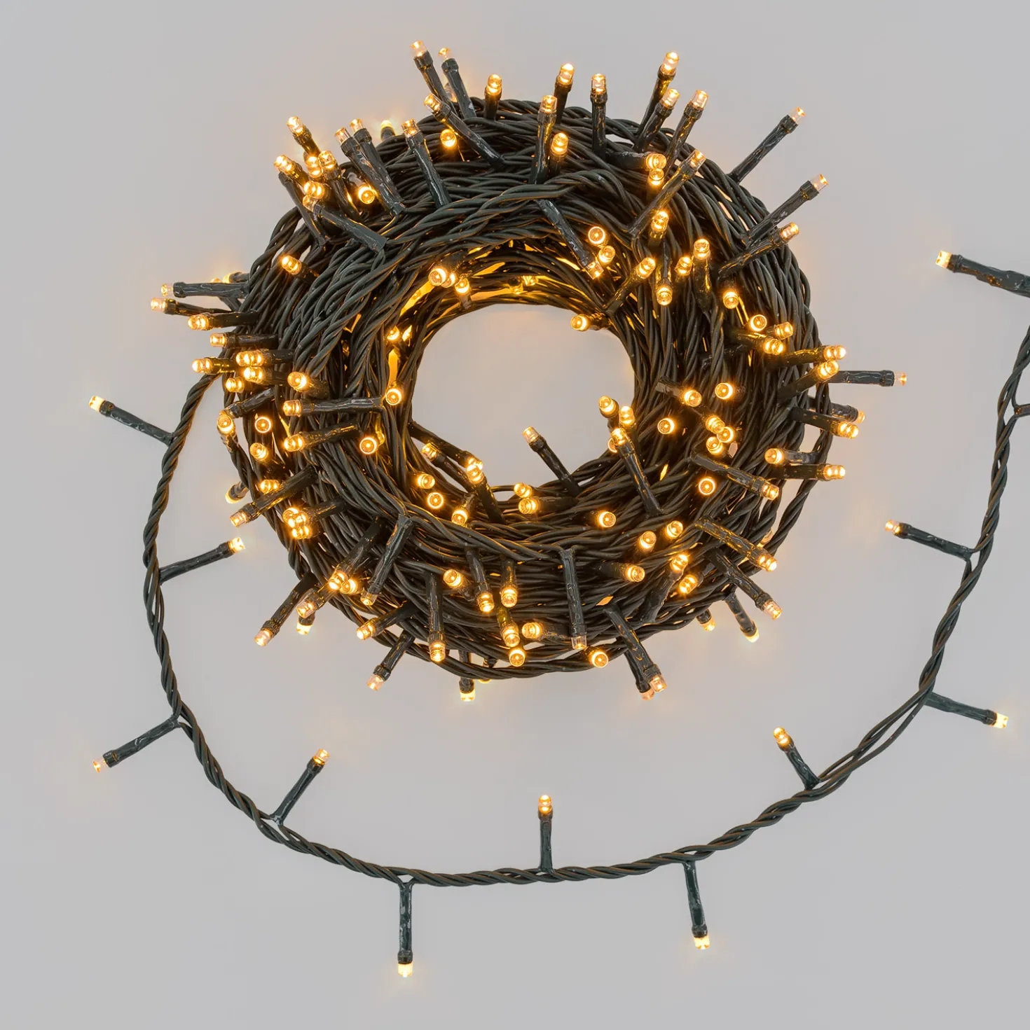 Catena Connect+ 25 m, 500 led bianco caldo, cavo verde, prolungabile