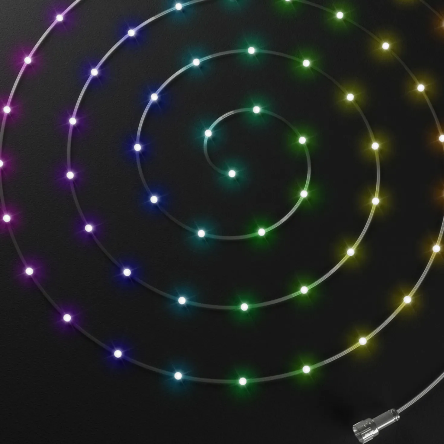 Catena Dots Twinkly Plus RGB e Bianco caldo, 12,5 metri, 250 Pixel Led, cavo trasparente