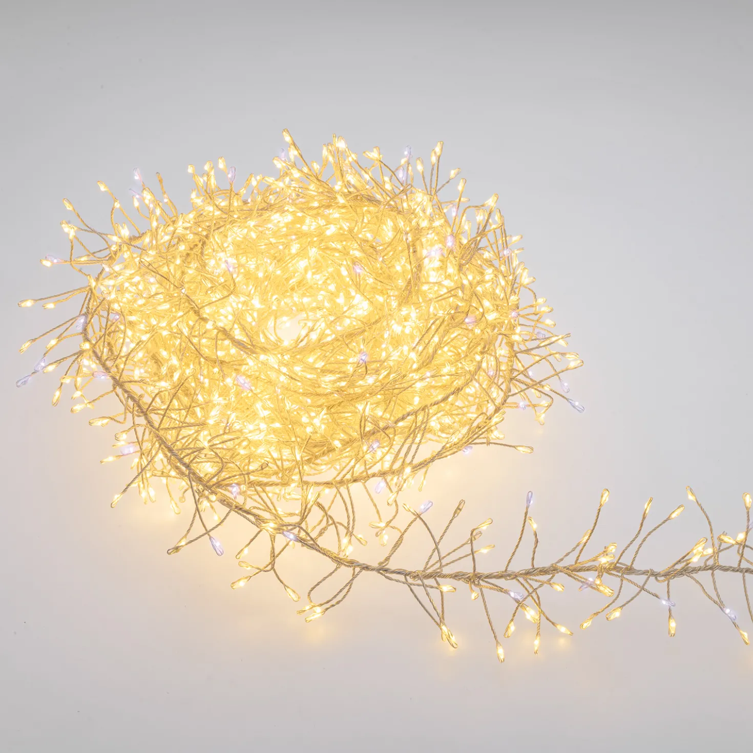 Catena Festone argento 10 m, 2400 microled bianco caldo e bianco freddo, alta densità