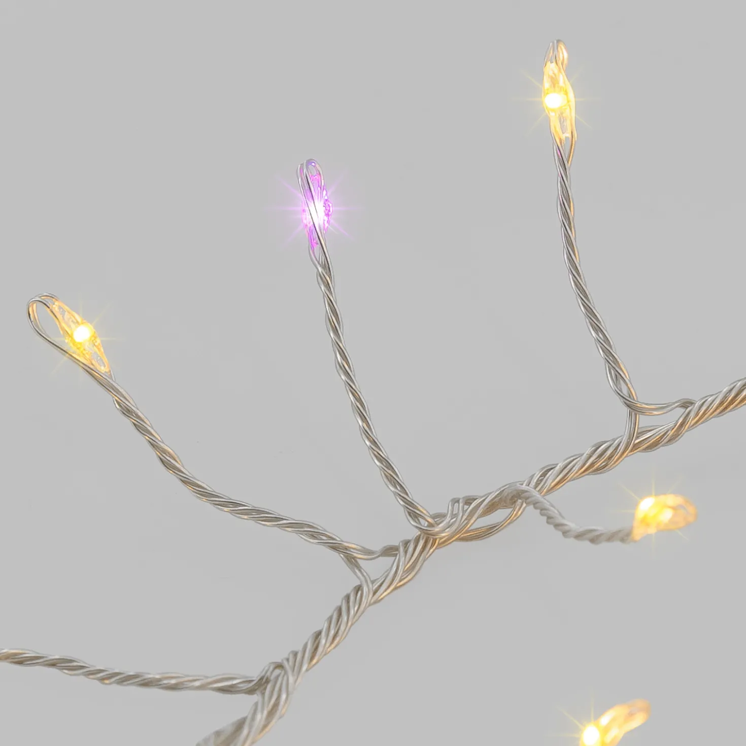 Catena Festone 10 m, 800 microled bianco caldo e RGB, cavo metal argento