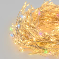 Catena Festone 10 m, 800 microled bianco caldo e RGB, cavo metal argento