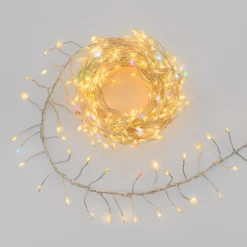 Catena Festone 10 m, 800 microled bianco caldo e RGB, cavo metal argento