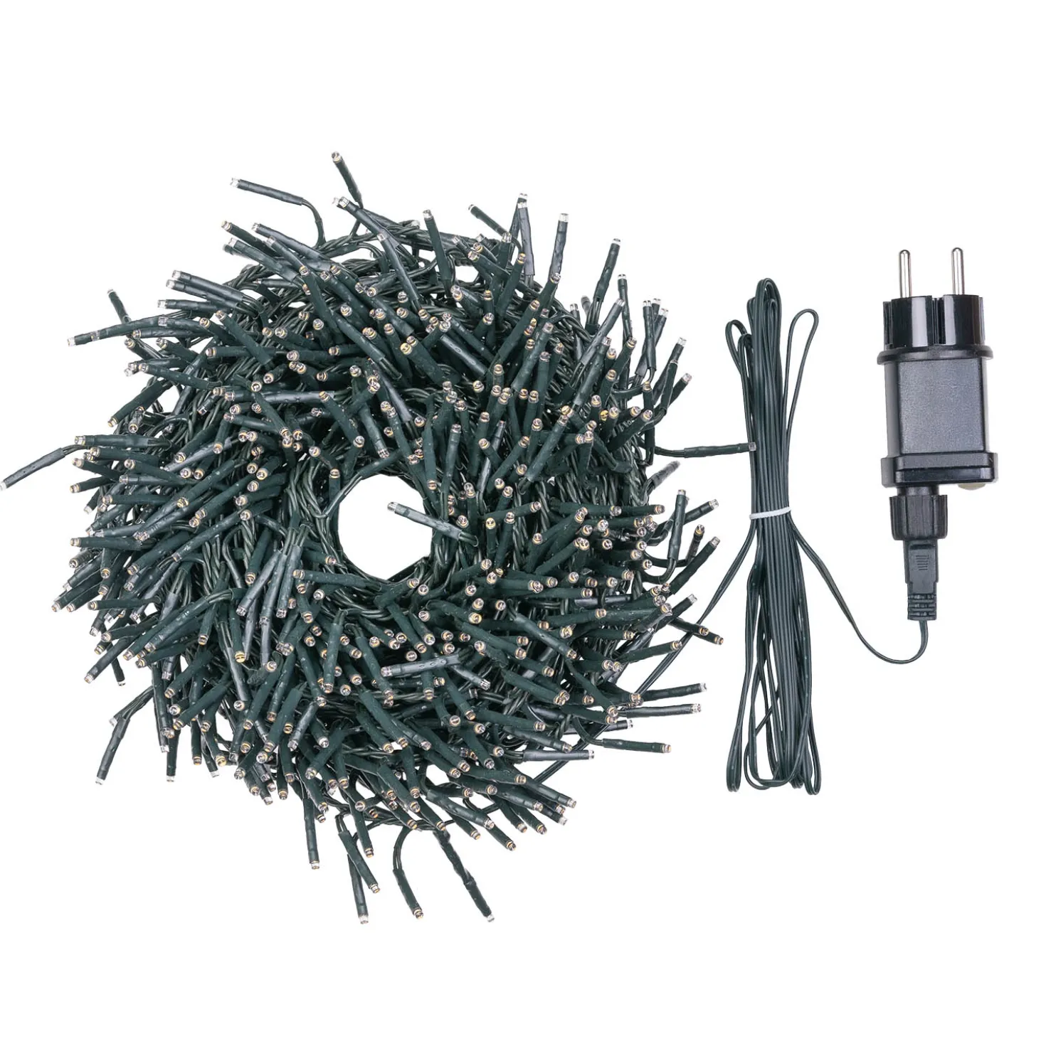 Catena Festone 15 m, 1000 miniled bianco caldo e bianco freddo, cavo verde