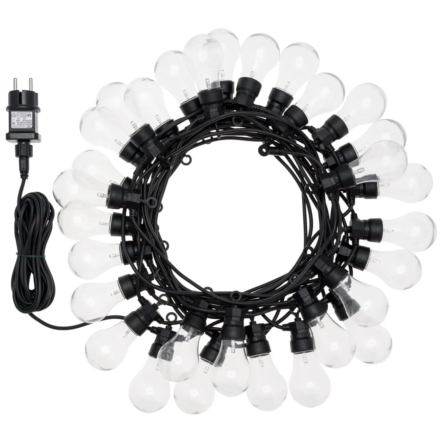 Catena 30 lampadine vintage led bianco caldo, Ø 50 mm
