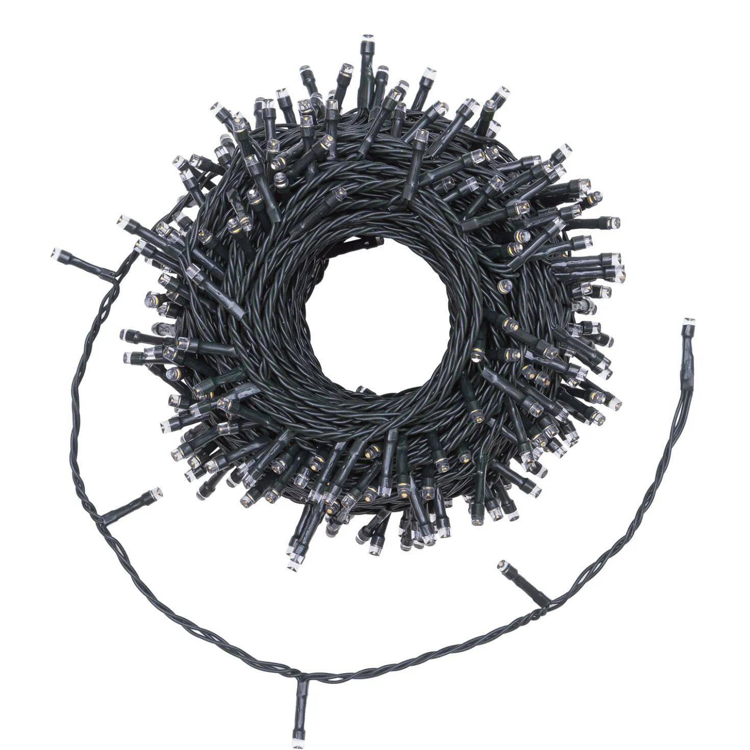 Catena 20 m, 400 flashled bianco caldo, cavo nero