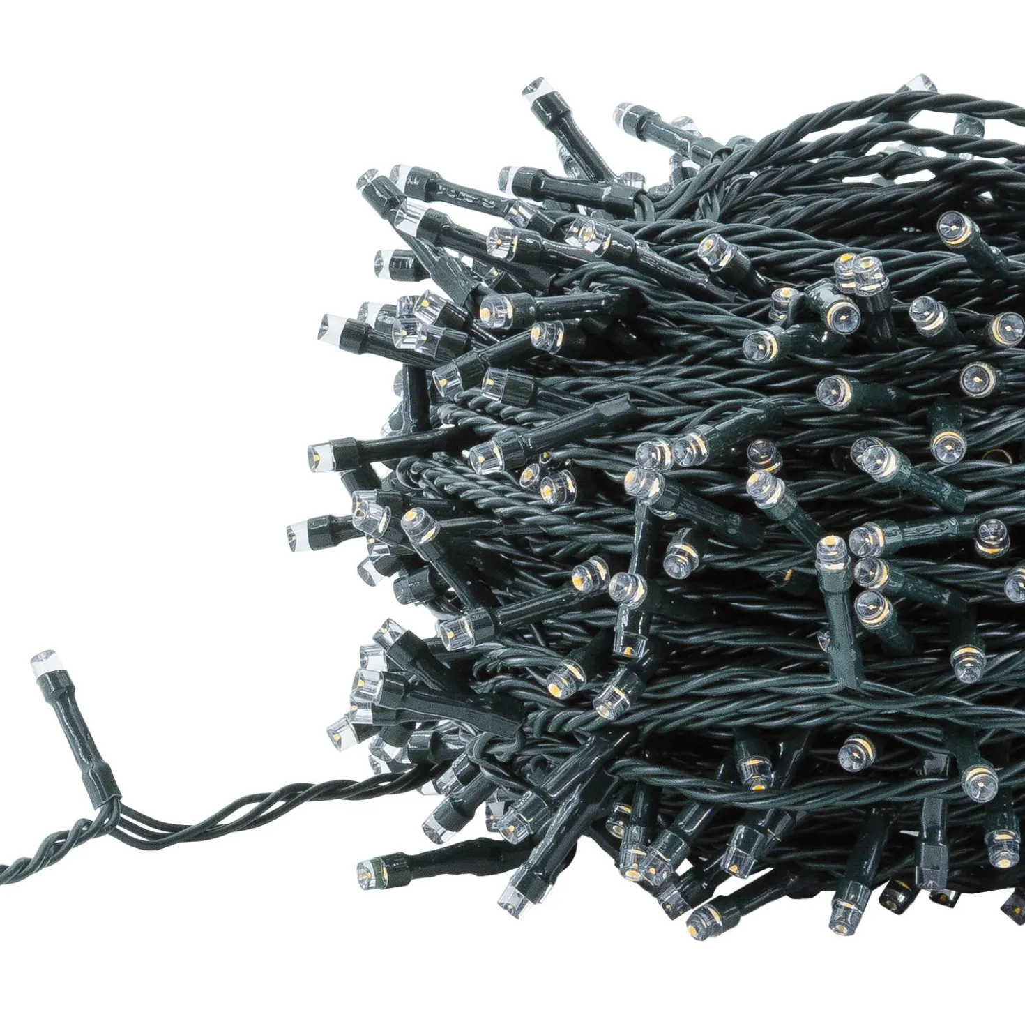 Catena 20 m, 400 flashled bianco caldo, cavo nero