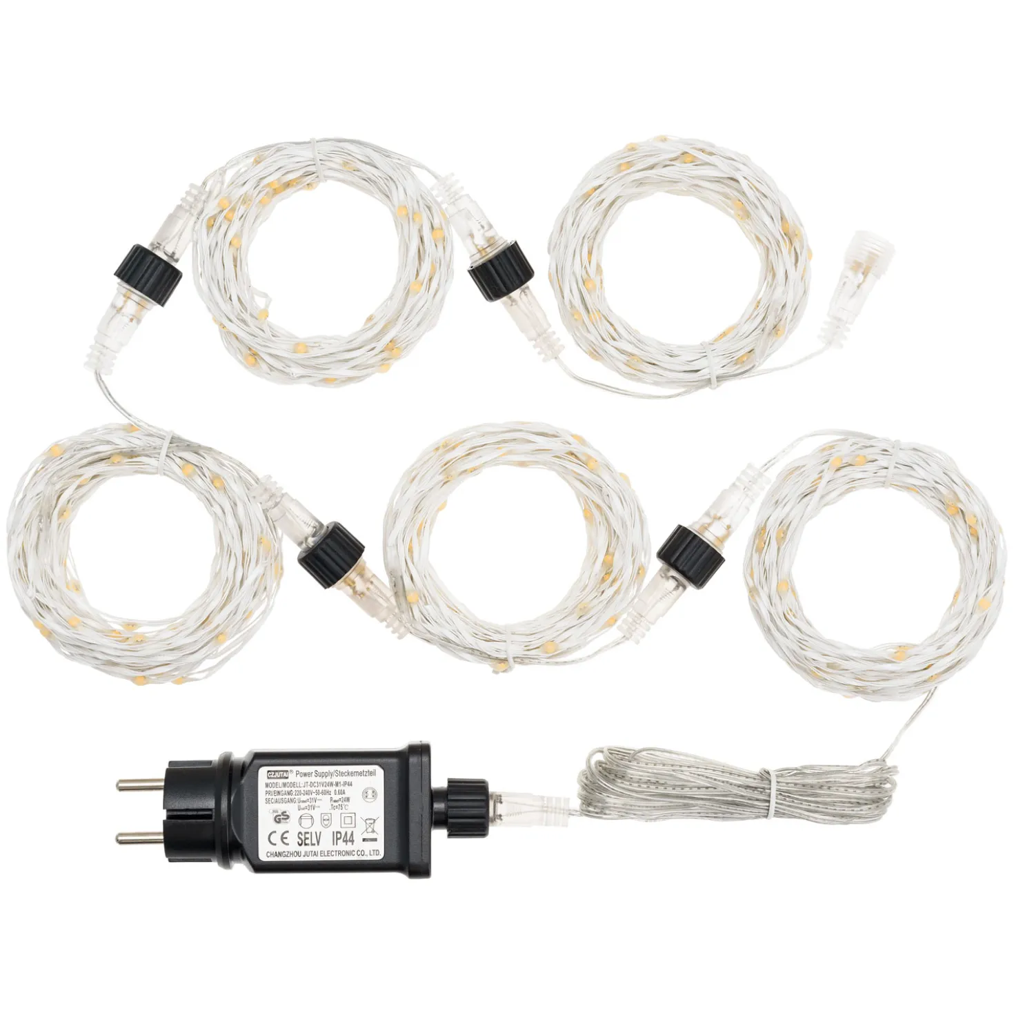 Catena MicroLED di 50 m, 500 microled bianco extra caldo, cavo bianco