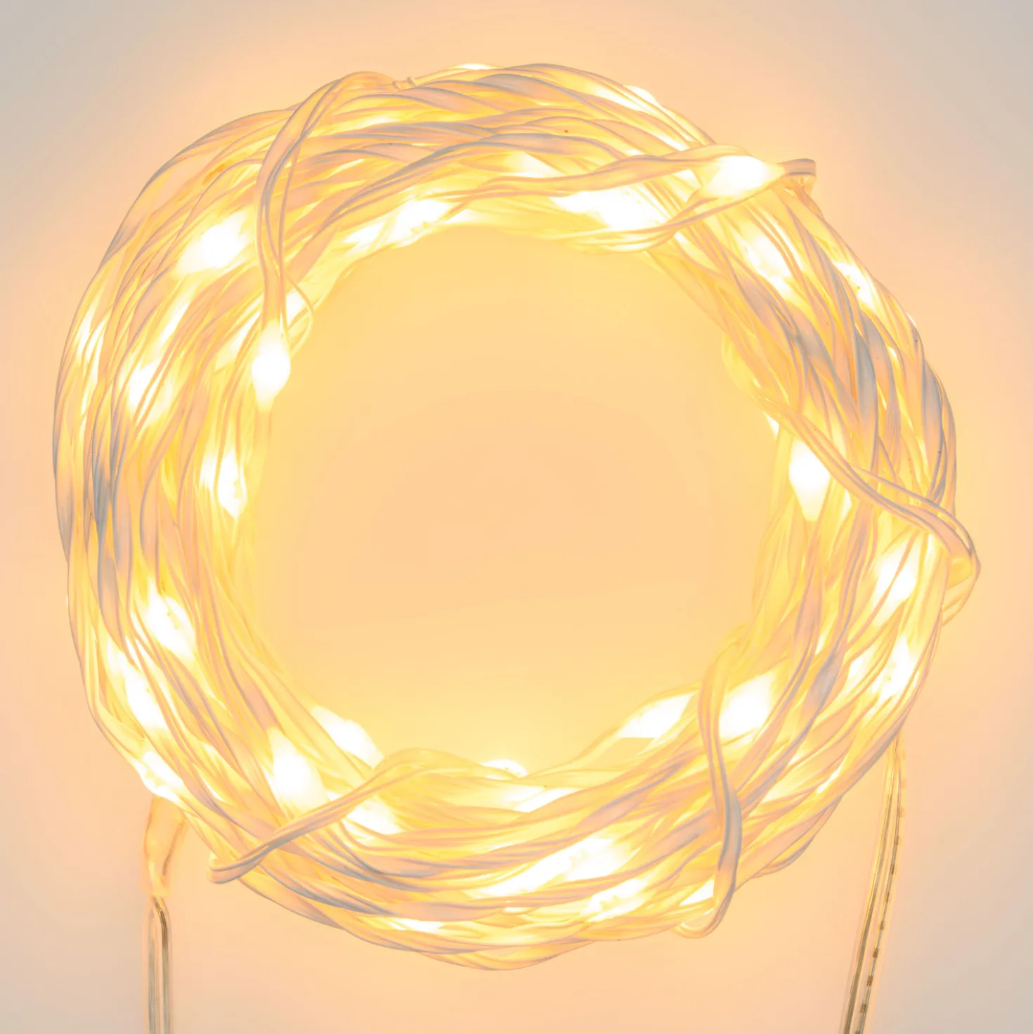 Catena MicroLED di 50 m, 500 microled bianco extra caldo, cavo bianco