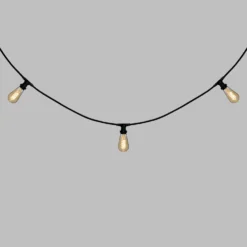 Catena 5 m, 5 lampadine Edison Ø 64 mm di 4 Watt, led a spirale, cavo nero, prolungabile