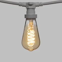 Catena 5 m, 8 lampadine Edison Ø 64 mm di 4 Watt, led a spirale, cavo bianco, prolungabile